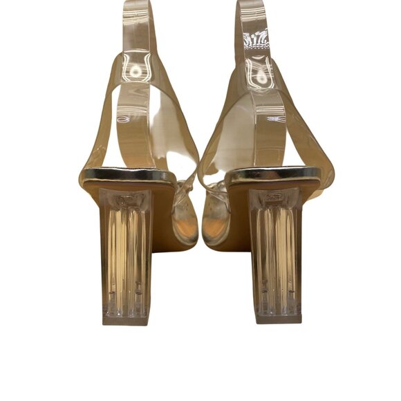 Women’s Clear Transparent Heels Rhinestone Embellished Slingback Pumps Size 40 - Picture 7 of 10